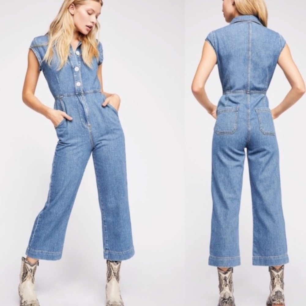 ๐๏ธ Free People UNCHAINED MELODY denim Jumpsuit - Picture 2 of 9